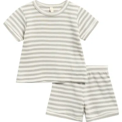 Quincy Mae Babies'  Stripe Organic Cotton Waffle Knit T-shirt & Shorts Set In Multi