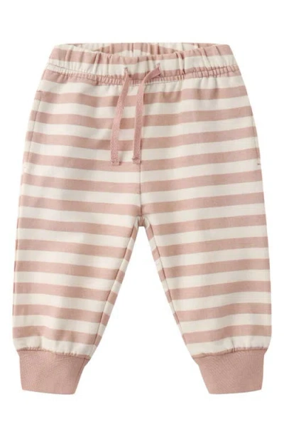Quincy Mae Babies'  Stripe Relaxed Stretch Organic Cotton Joggers In Pink