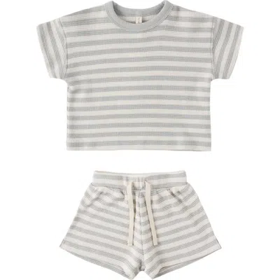 Quincy Mae Babies'  Stripe Waffle Tee & Shorts Set In Multi