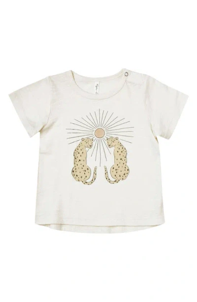 Quincy Mae Babies' Sunny Leopards Cotton Graphic T-shirt In Ivory