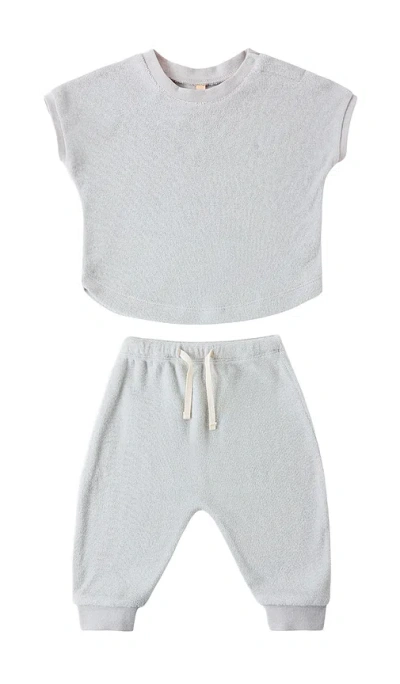 Quincy Mae Terry Tee & Pant Set In Blue