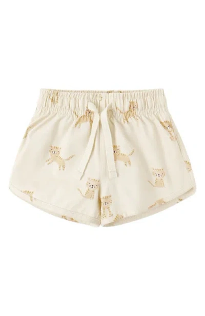 Quincy Mae Babies'  Tiger Print Upf 50+ Swim Trunks In Neutral