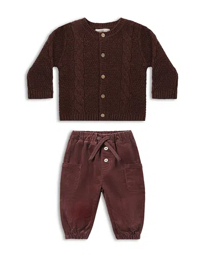 Quincy Mae Unisex Luca Cardigan & Pants Set - Baby In Cherry
