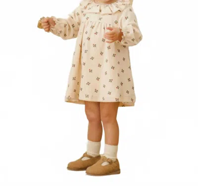 Quincy Mae Kids' Velour Baby Dress In Holly Berry In Neutral