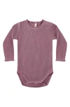 Quincy Mae Waffle Knit Long Sleeve Bodysuit In Purple