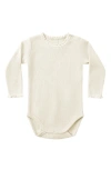 Quincy Mae Waffle Knit Organic Cotton Bodysuit In Neutral