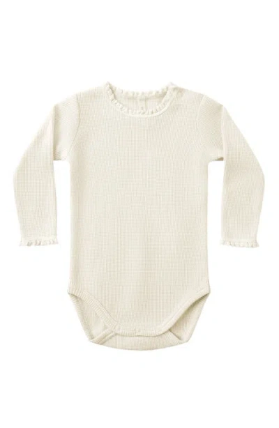 Quincy Mae Babies'  Waffle Knit Organic Cotton Bodysuit In Neutral