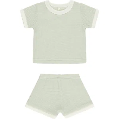 Quincy Mae Babies'  Waffle Knit Organic Cotton T-shirt & Shorts Set In Green