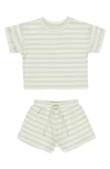 Quincy Mae Waffle Knit Organic Cotton T-shirt & Shorts Set In Gray
