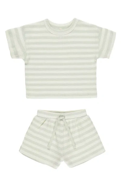 Quincy Mae Babies'  Waffle Knit Organic Cotton T-shirt & Shorts Set In Gray