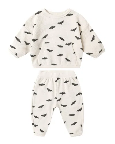 Quincy Mae Kids' Waffle Slouch Set In White