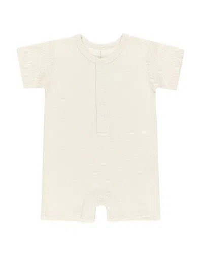 Quincy Mae Kids' Waffle Snap Romper In White