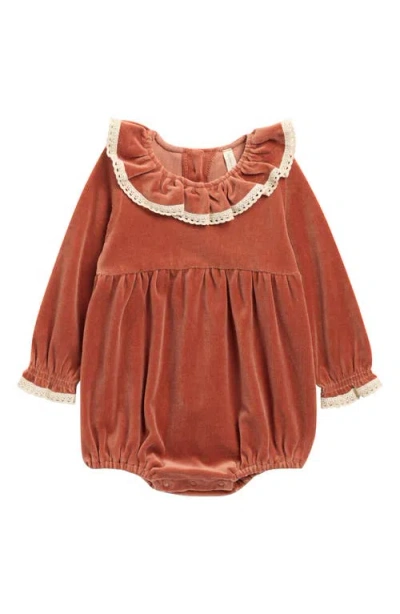 Quincy Mae Babies'  Wendy Organic Cotton Velour Bodysuit In Brown