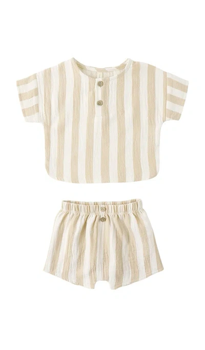 Quincy Mae Woven Boxy Top & Short Set In Neutral