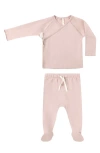Quincy Mae Wrap Top & Footed Pants In Pink