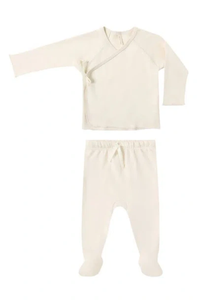 Quincy Mae Babies'  Wrap Top & Footed Pants Set In Neutral