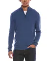 Quinn Cashmere 1/4-zip Mock Neck Sweater In Blue