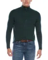 Quinn Cashmere 1/4-zip Mock Neck Sweater In Green
