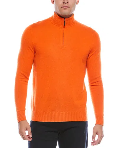 Quinn Cashmere 1/4-zip Mock Neck Sweater In Orange