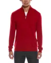 Quinn Cashmere 1/4-zip Mock Neck Sweater In Red