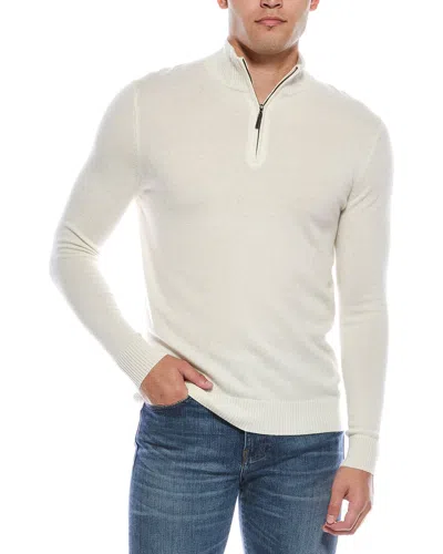 Quinn Cashmere 1/4-zip Mock Neck Sweater In White