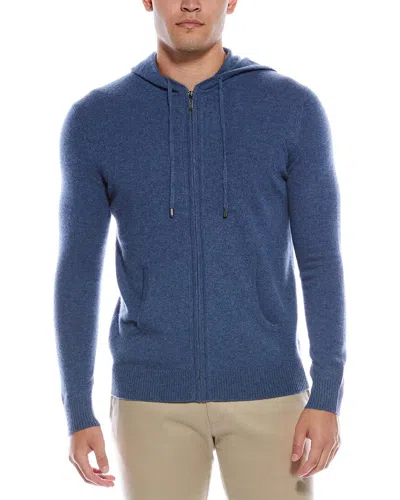 Quinn Cashmere Pullover Hoodie In Blue