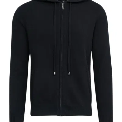 Quinn Lars Solid Full Zip Hoodie 100% Cashmere In Black