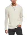 Quinn Mini Cable Stitch Cashmere 1/4-zip Mock Sweater In White