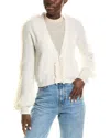 Quinn Ruffle Trim Cashmere Cardigan In White
