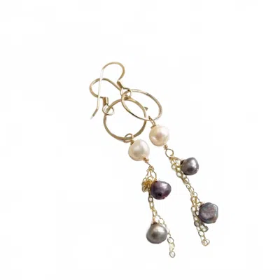 Quinn Sharp Jewelry Pearl Chain Dangles Earrings In Grey