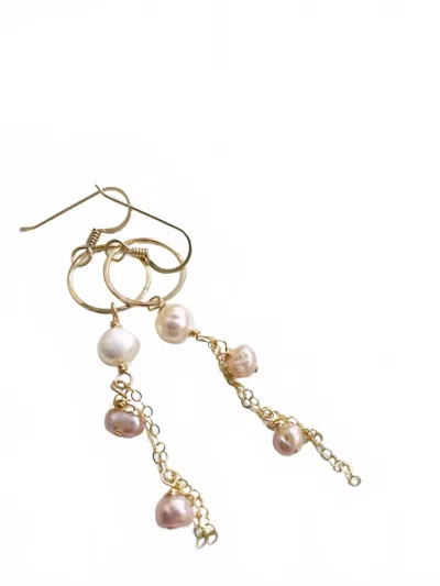 Quinn Sharp Jewelry Pearl Chain Dangles Earrings In Pink
