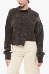 Quira Asymmetrical Cut Double Breasted Cardigan In Brown