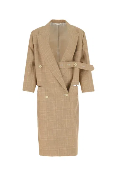 QUIRA BEIGE EMBROIDERED WOOL OVERCOAT