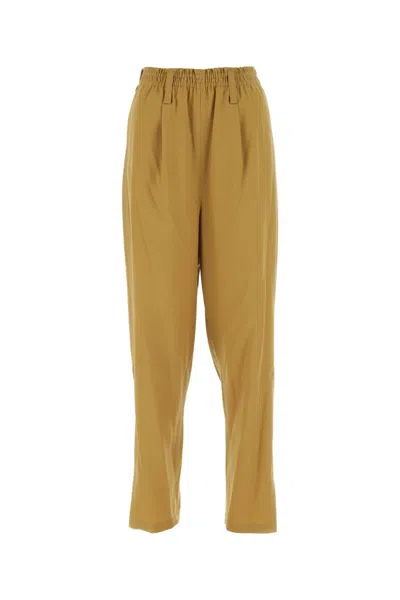 QUIRA BEIGE PLEAT-DETAIL STRAIGHT TROUSERS