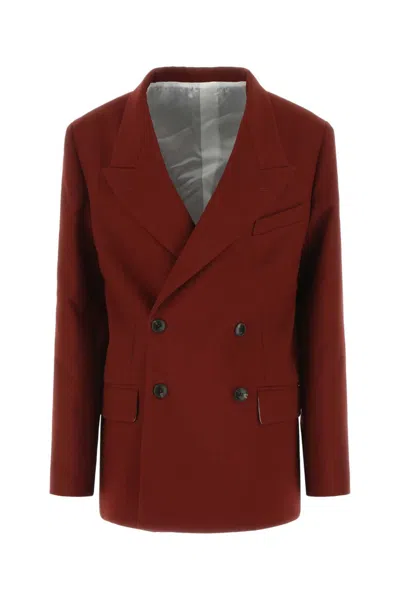 Quira Burgundy Wool Blazer In Dark Brown