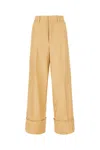 Quira Camel Cotton Wide Leg Pant In Q0072