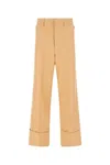 Quira Camel Cotton Wide Leg Pant In Light Brown