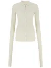 Quira Chalk Cotton Blend Cardigan In White