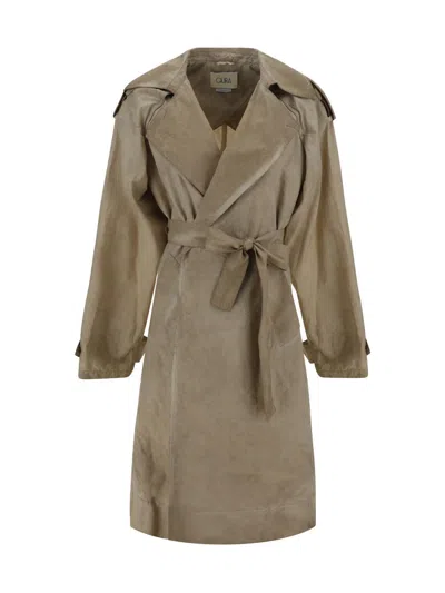 Quira Belted Foot-length Trench Coat Epaulettes In Brown