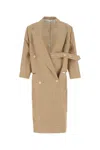 Quira Wool Overcoat With Embroidered Belt And Checks In Printed