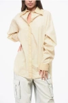 Quira Cotton Oversized Casual Shirt With Hidden Closure In Neutral