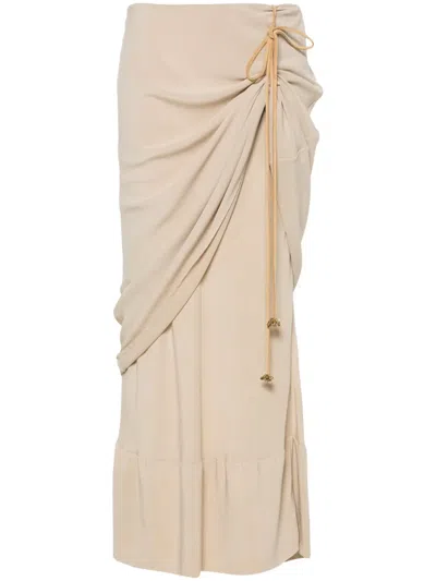 Quira Woman Maxi Skirt Beige Size 6 Silk In Nude