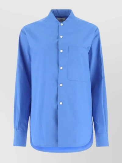 Quira Distinctive Collar Poplin Shirt In Blue