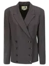 Quira Japanese Double-breasted Blazer In Grey