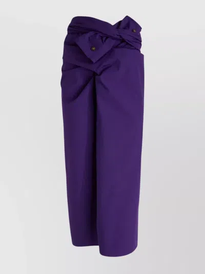 QUIRA DRAPED WAISTBAND COTTON MIDI SKIRT