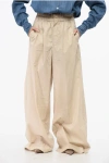 Quira Drawstring Waist Oversized Cotton Casual Pants In Neutral