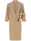 Quira Wool Overcoat With Embroidered Belt And Checks In Brown