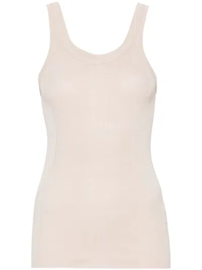 Quira Fine-ribbed Silk Tank Top In Neutrals