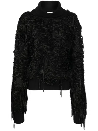 Quira Fringed Long-sleeve Jumper In Black