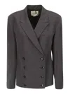 Quira Japanese Double-breasted Blazer In Brown